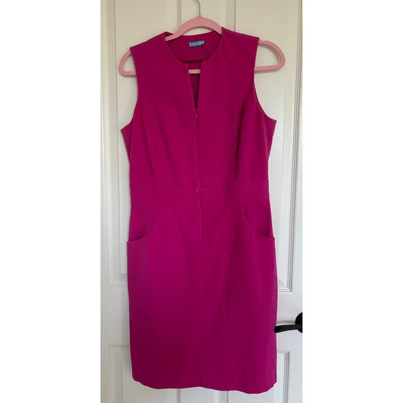 J. McLaughlin Hudson Dress Front Zip Stretch, Purple/ Pink Size 8 Zipper Pocket - Picture 1 of 5